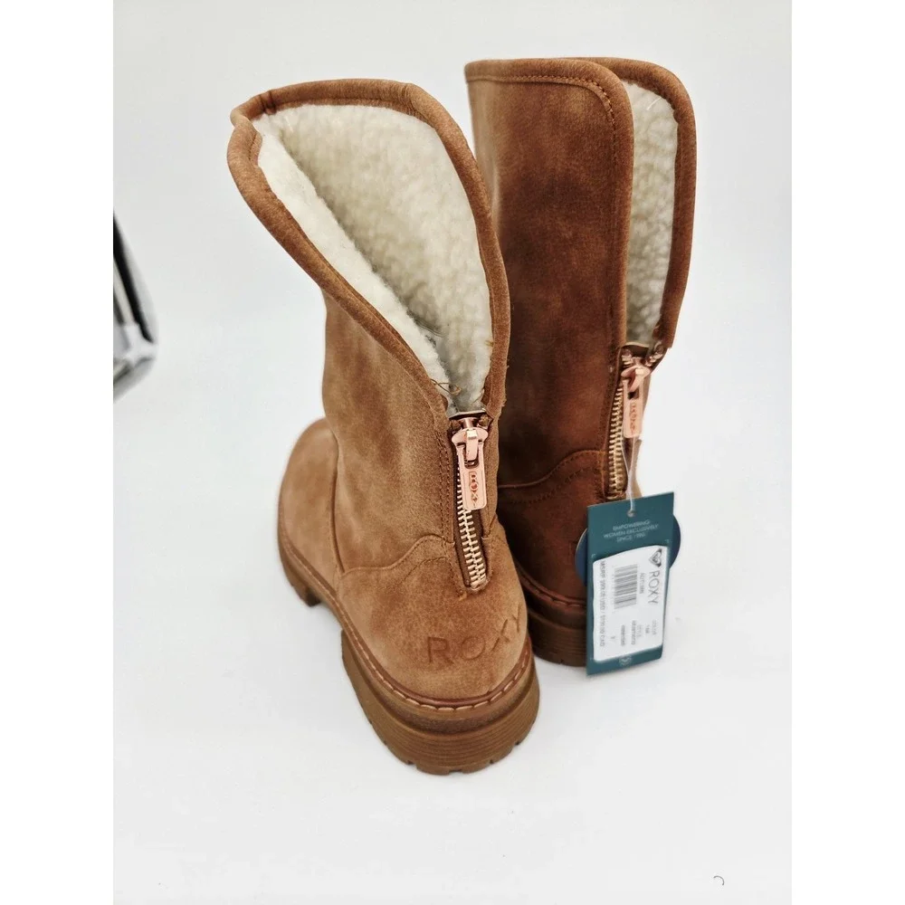 NEW‎ Womens Roxy Fleece FAUX Fur Lined Autumn Brown Boot Size 9